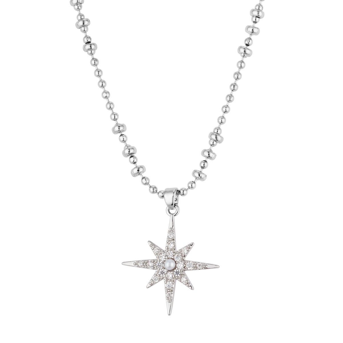 August Woods Silver Celestial Pavé Star Necklace