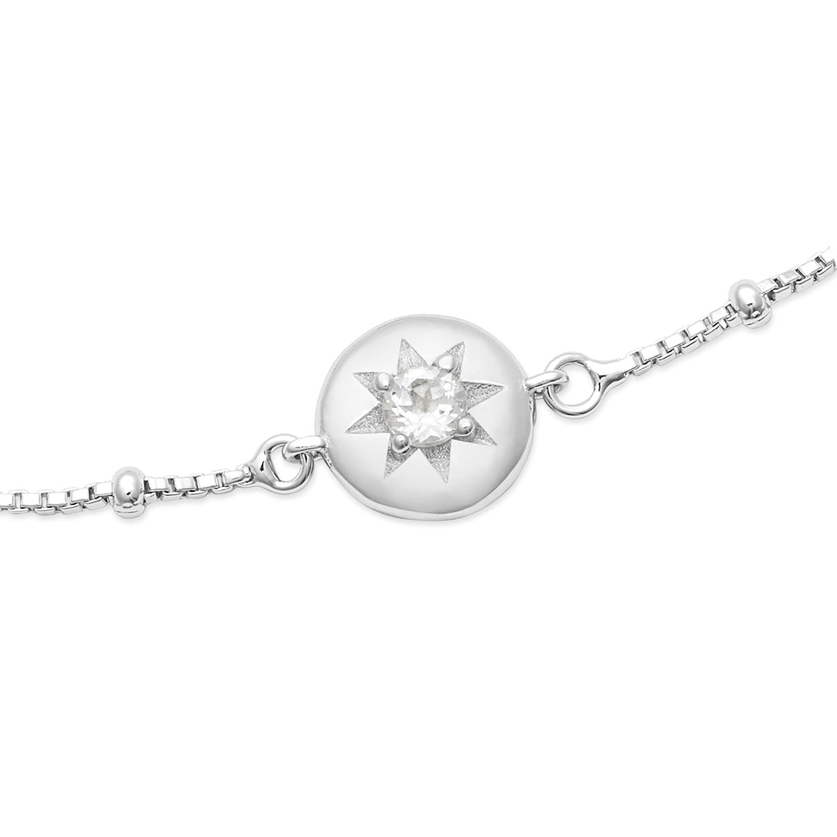 Argento Silver Birthstones April White Topaz Bracelet