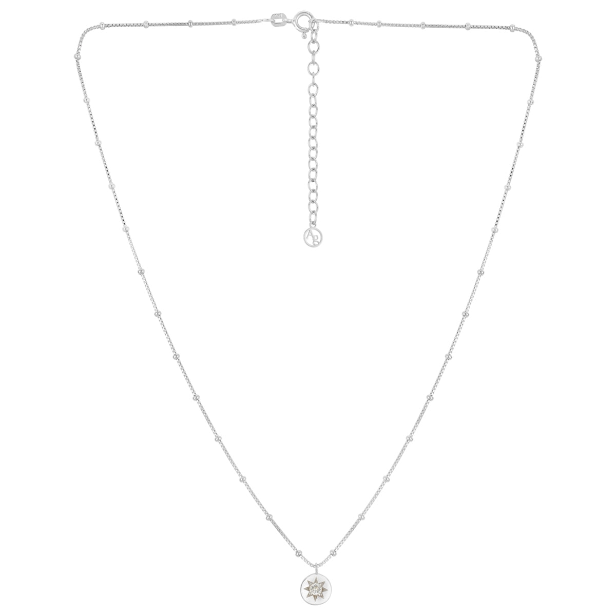 Argento Silver Birthstones April White Topaz Necklace