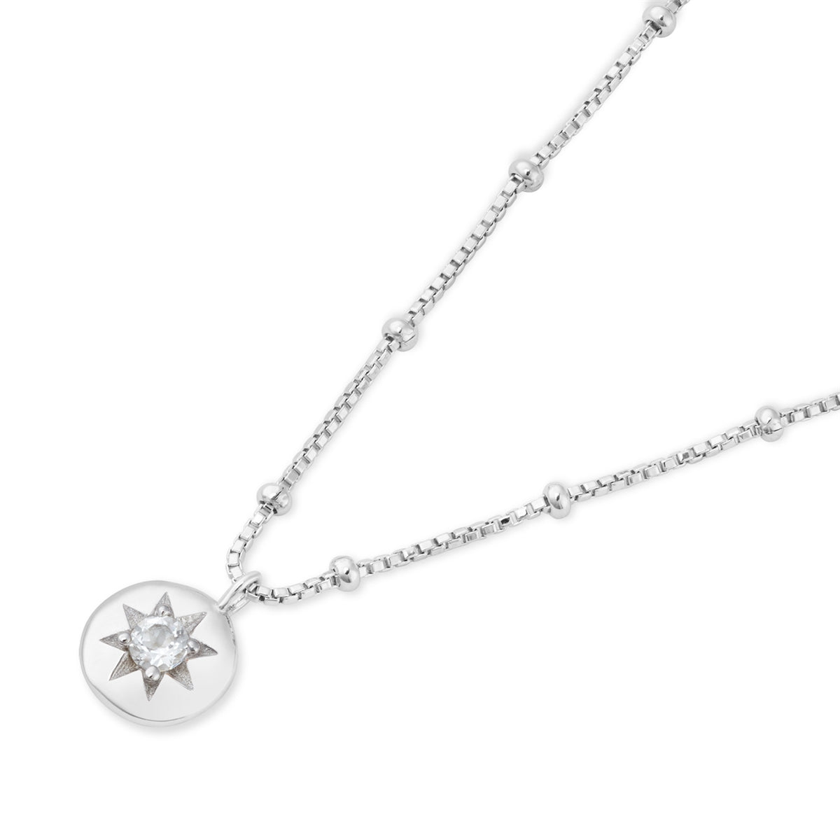 Argento Silver Birthstones April White Topaz Necklace