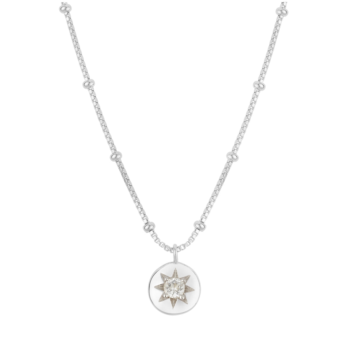 Argento Silver Birthstones April White Topaz Necklace