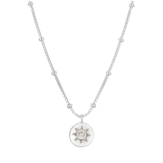 Argento Silver Birthstones April White Topaz Necklace