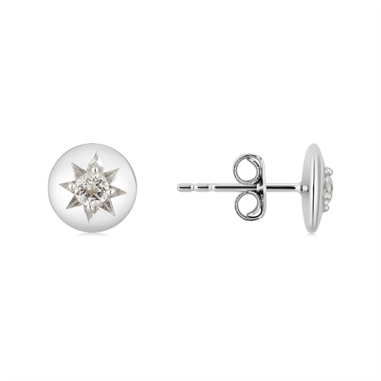 Argento Silver Birthstones April White Topaz Earrings