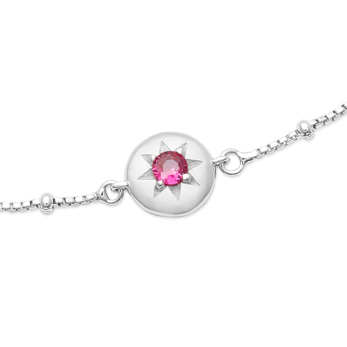 Argento Silver Birthstones July Ruby Bracelet