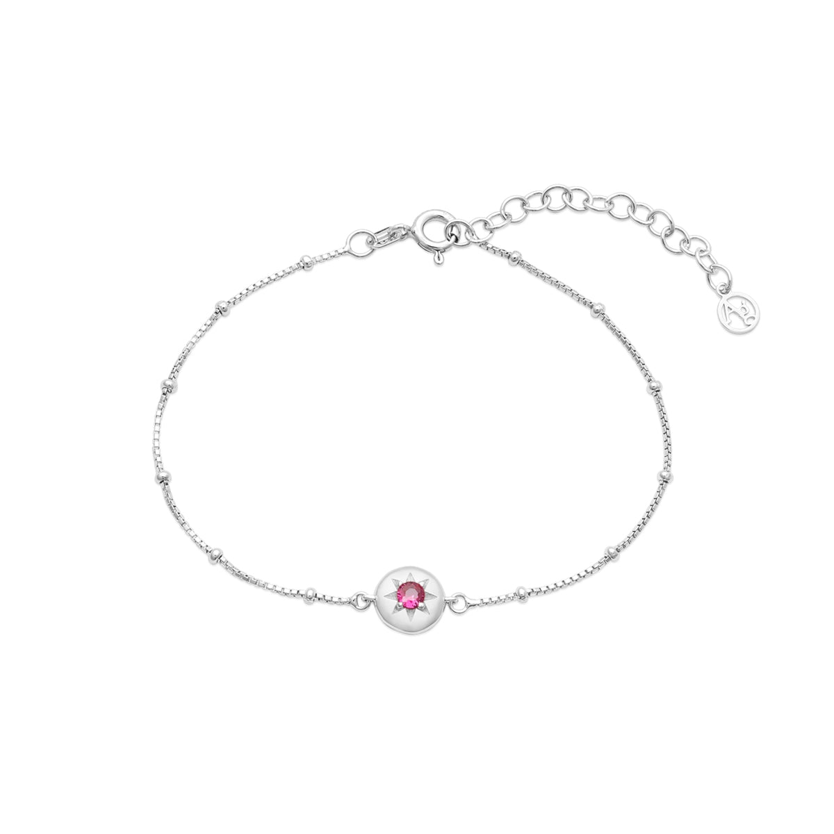Argento Silver Birthstones July Ruby Bracelet