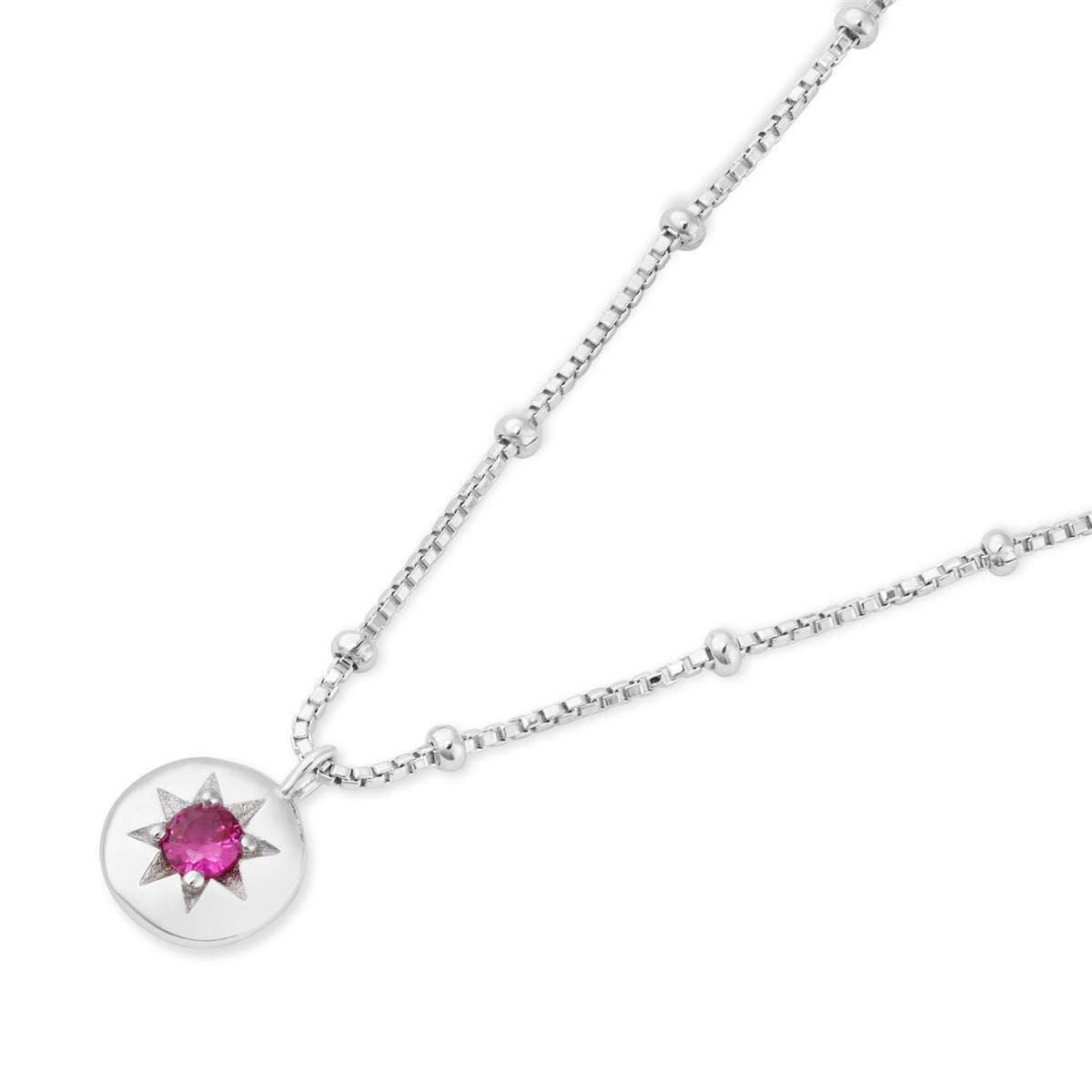 Argento Silver Birthstones July Ruby Necklace