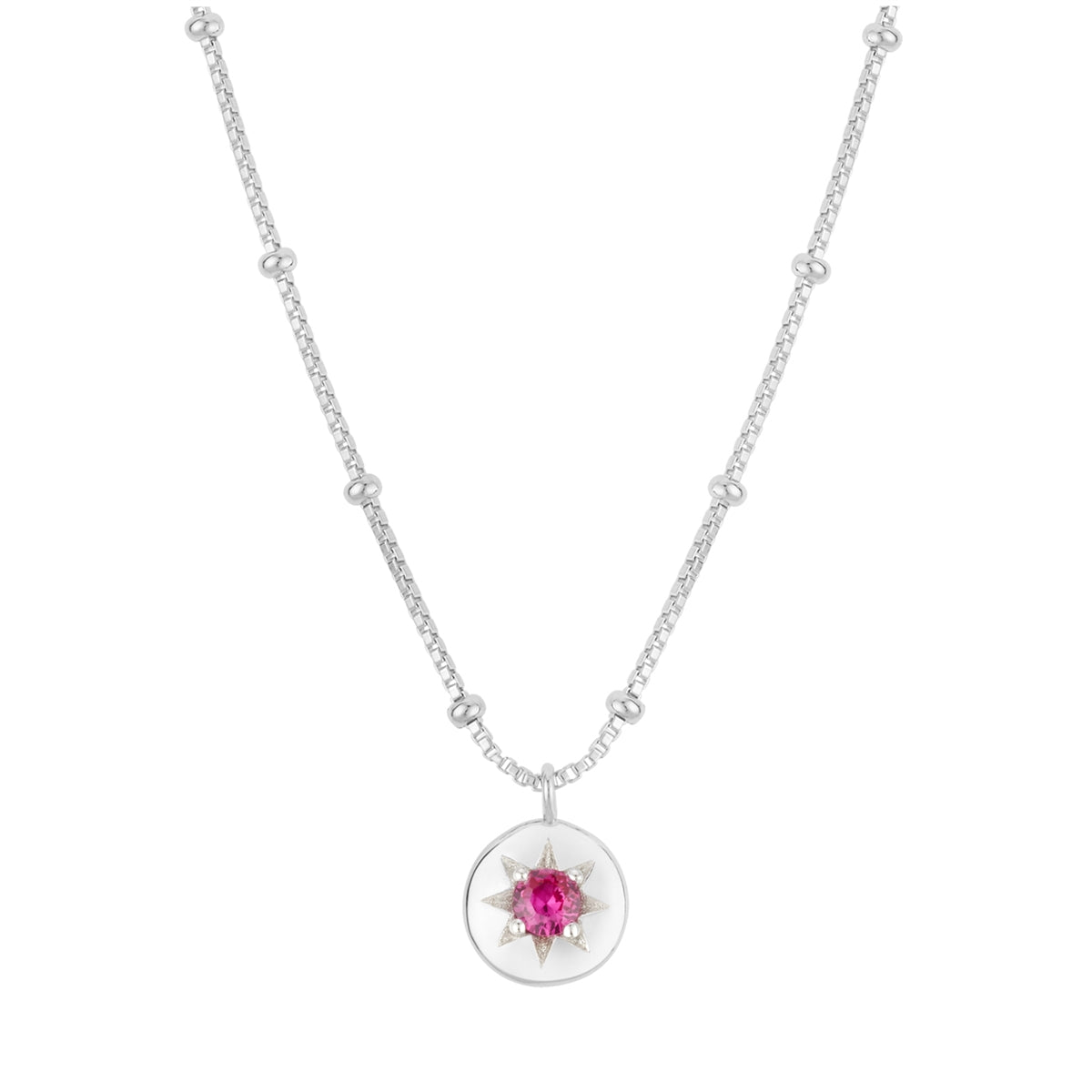 Argento Silver Birthstones July Ruby Necklace