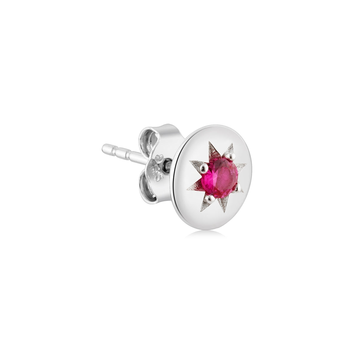 Argento Silver Birthstones July Ruby Earrings