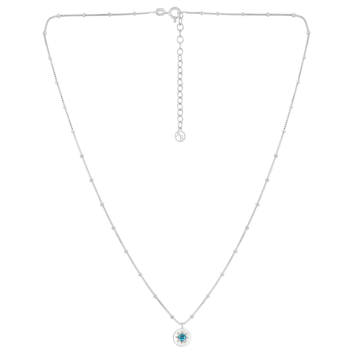 Argento Silver Birthstones March Aquamarine Necklace