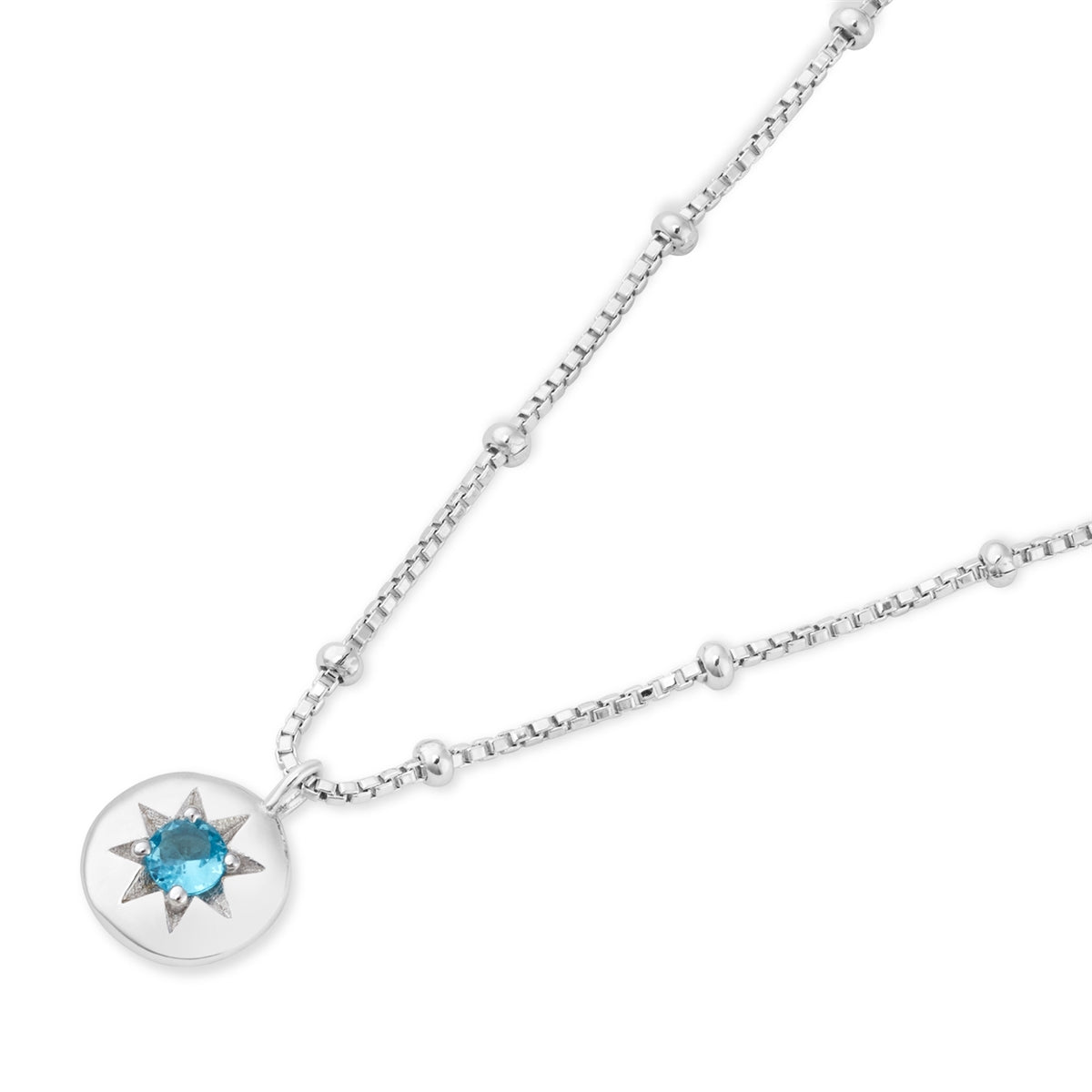 Argento Silver Birthstones March Aquamarine Necklace