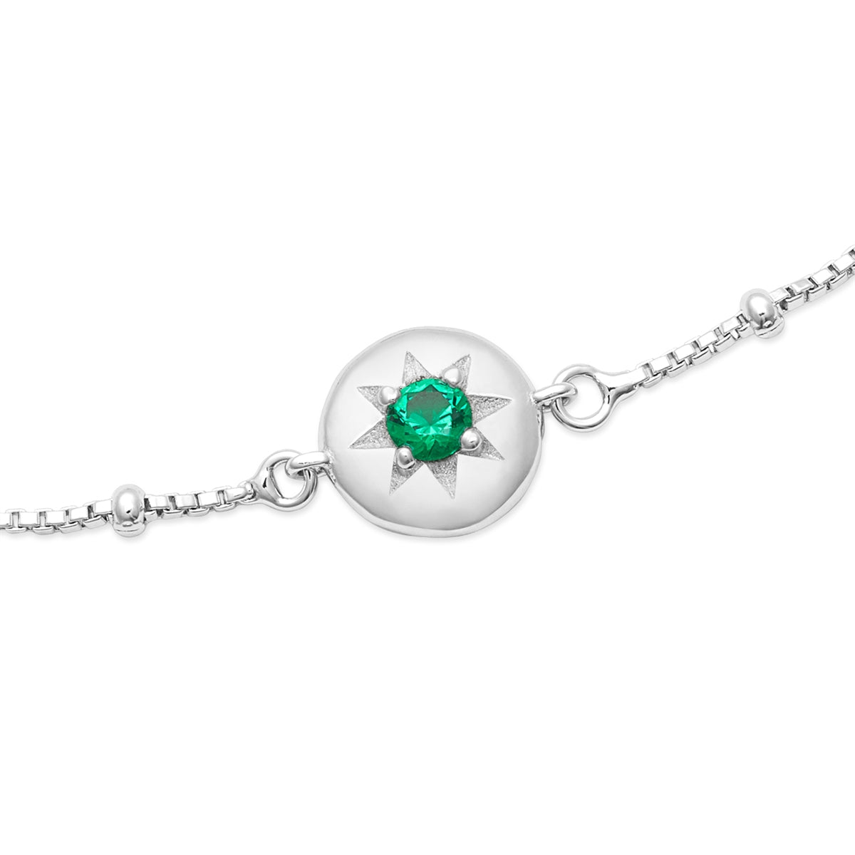 Argento Silver Birthstones May Emerald Bracelet