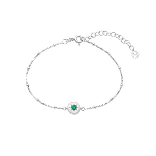 Argento Silver Birthstones May Emerald Bracelet