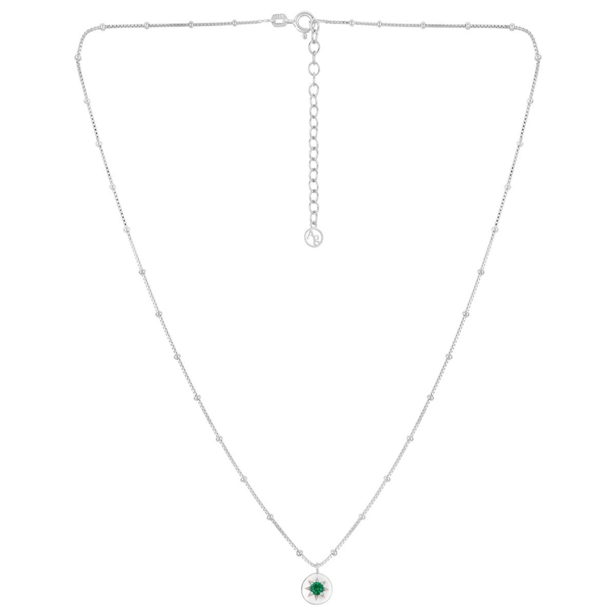 Argento Silver Birthstones May Emerald Necklace