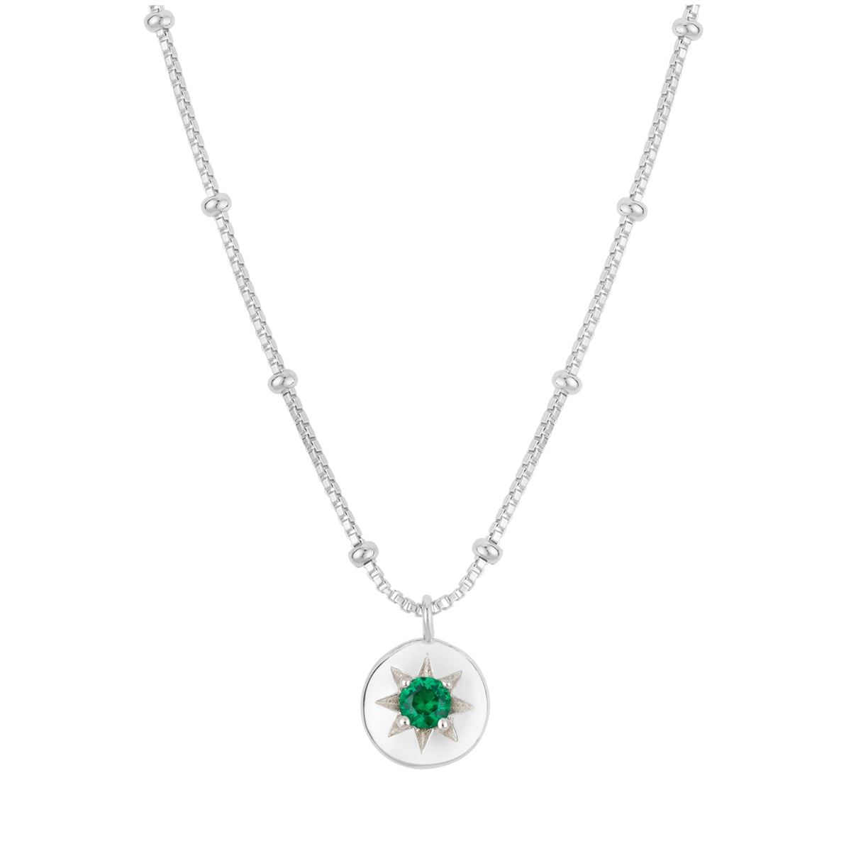 Argento Silver Birthstones May Emerald Necklace