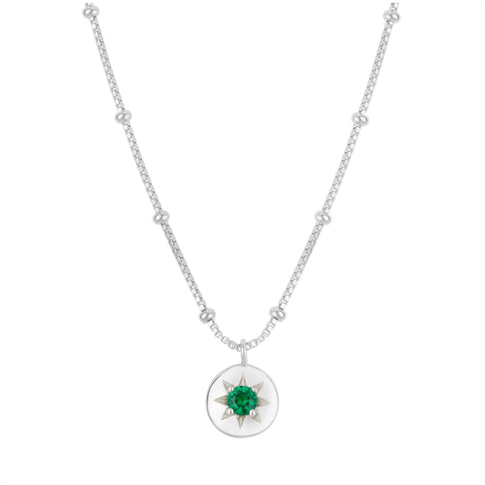Argento Silver Birthstones May Emerald Necklace