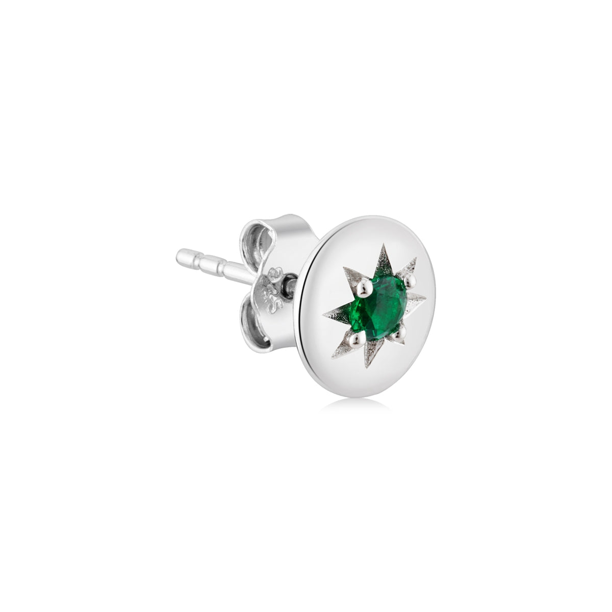 Argento Silver Birthstones May Emerald Earrings