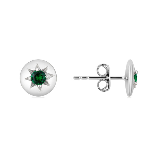 Argento Silver Birthstones May Emerald Earrings