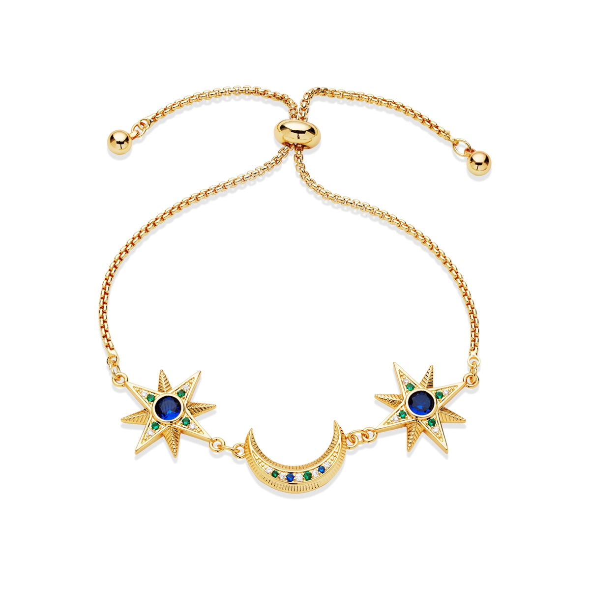 August Woods Gold Moon Star Blue Pull Bracelet
