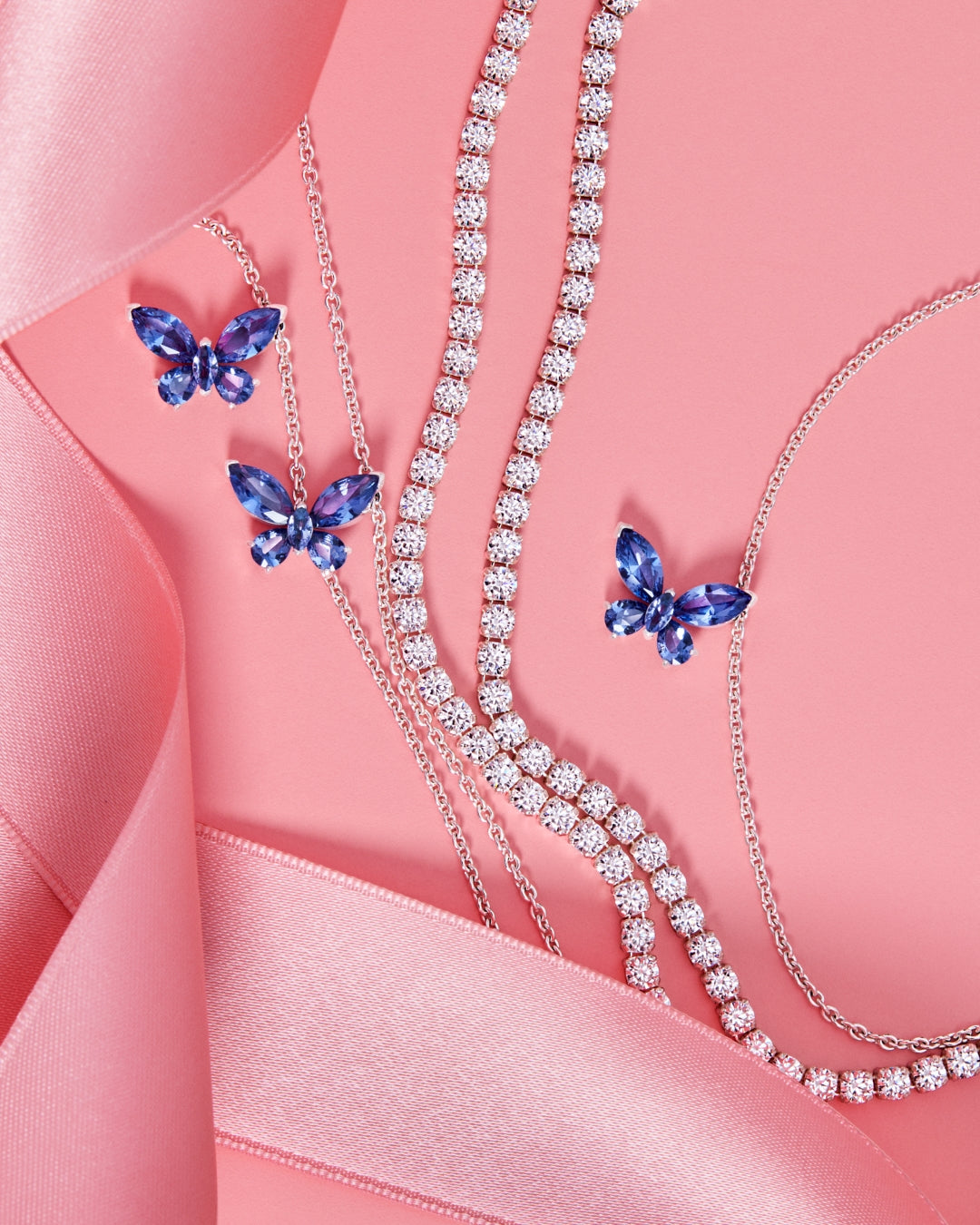 Pandora Silver Blue Butterfly Pendant Necklace