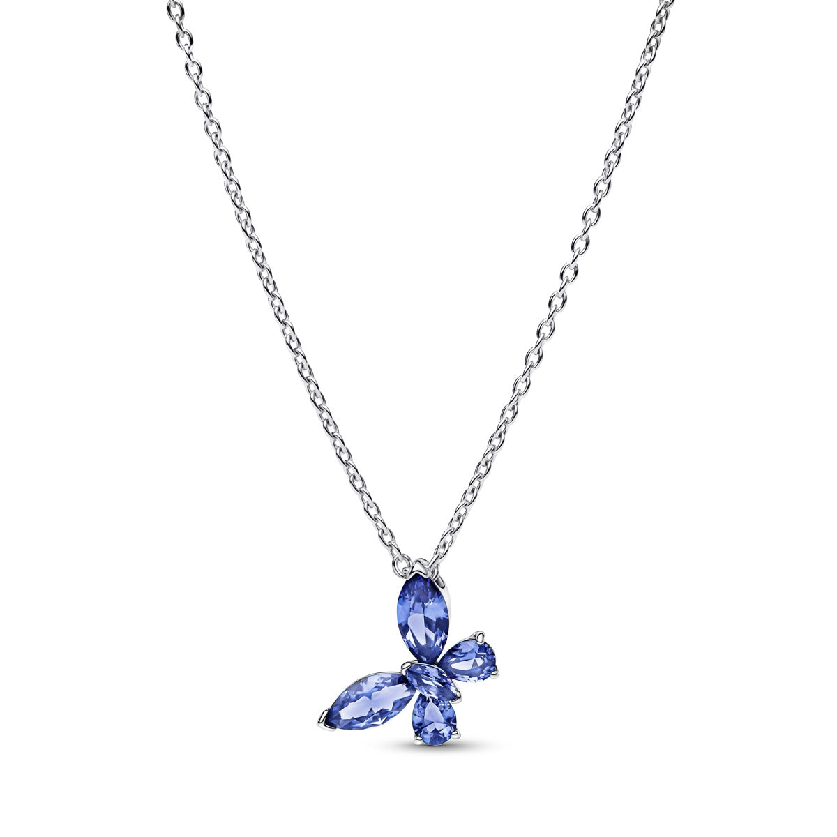 Pandora Silver Blue Butterfly Pendant Necklace