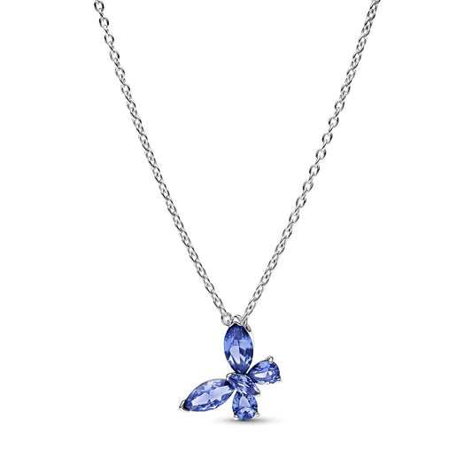 Pandora Silver Blue Butterfly Pendant Necklace