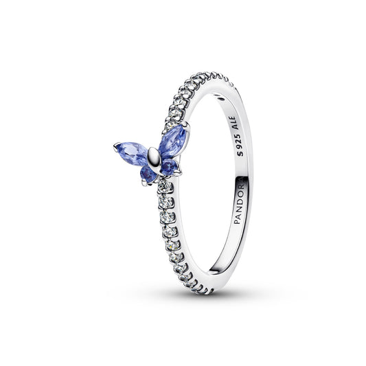 Pandora Silver Blue Sparkling Butterfly Ring