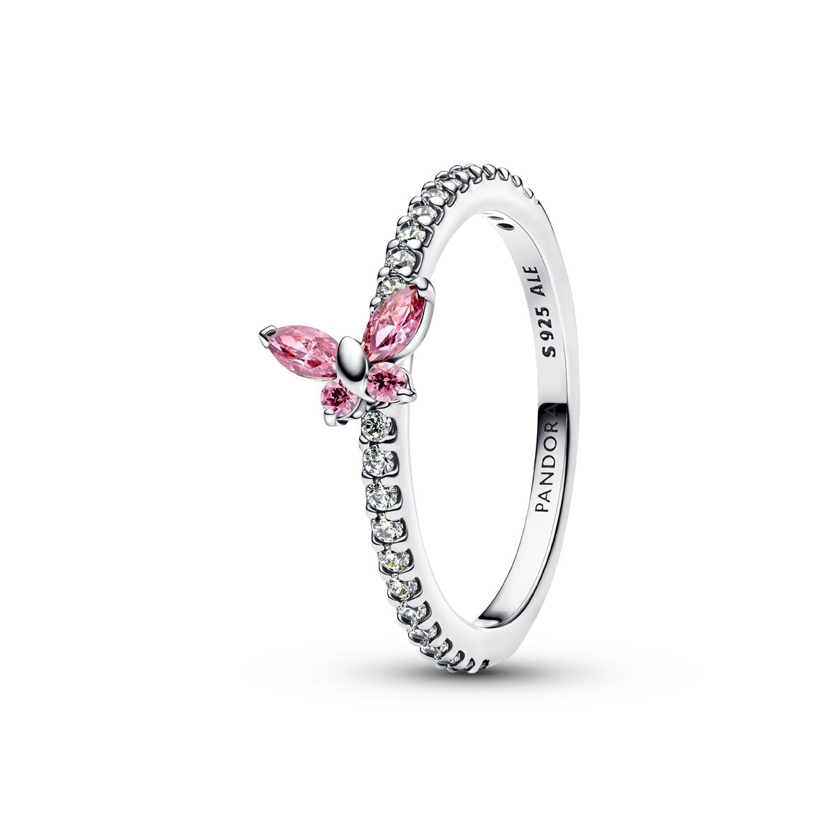 Pandora Silver Pink Sparkling Butterfly Ring