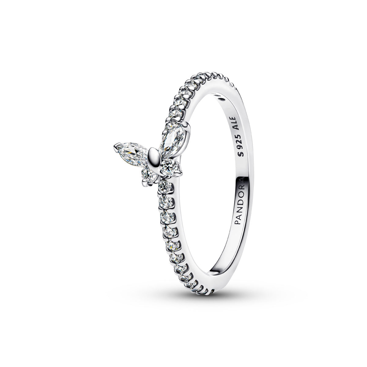 Pandora Silver White Sparkling Butterfly Ring