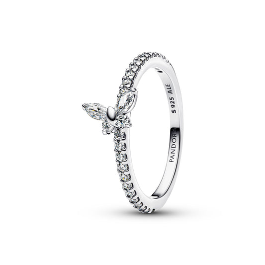 Pandora Silver White Sparkling Butterfly Ring