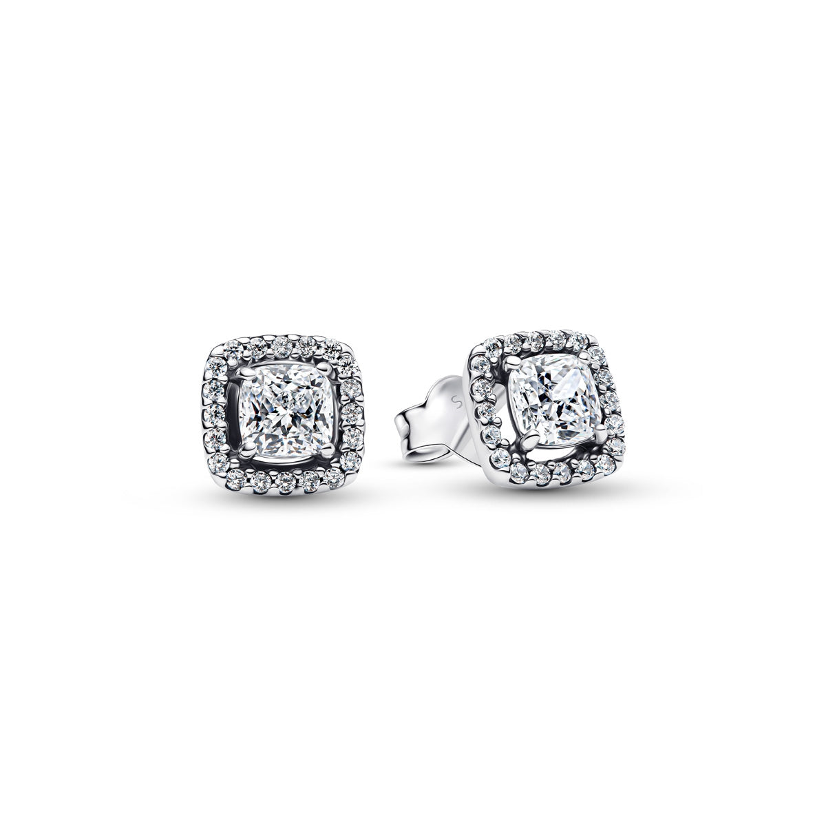 Pandora Silver Square Halo Stud Earrings