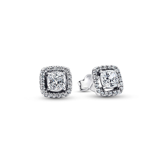 Pandora Silver Square Halo Stud Earrings