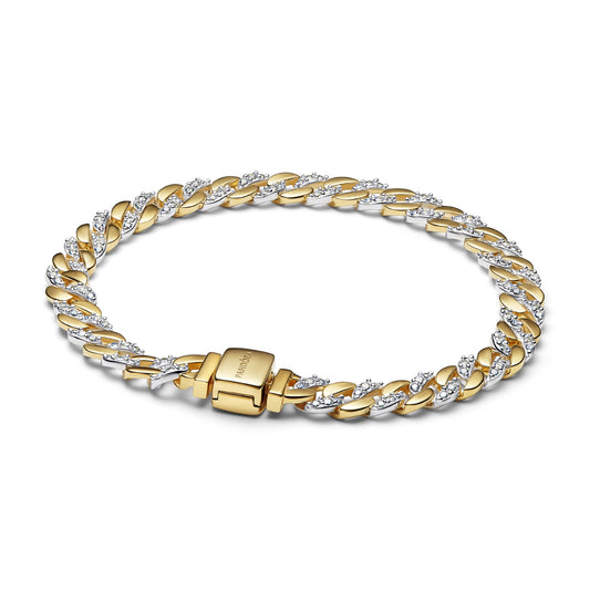 Pandora Gold Two-tone Pavé Cuban Chain Bracelet