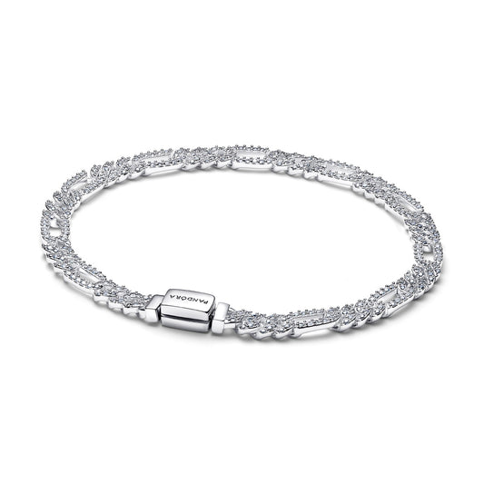 Pandora Silver Pavé Oval Cuban Chain Bracelet