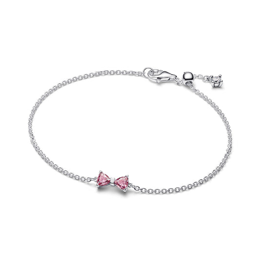 Pandora Silver Pink Bow Chain Bracelet