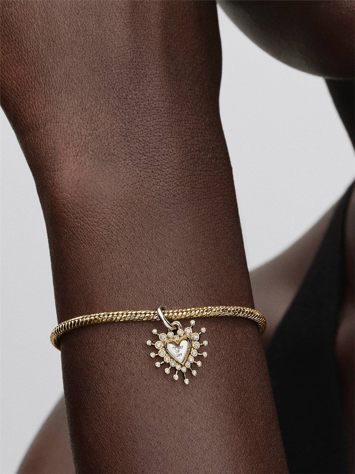 Pandora Gold Two Tone Radiant Heart Double Dangle Charm