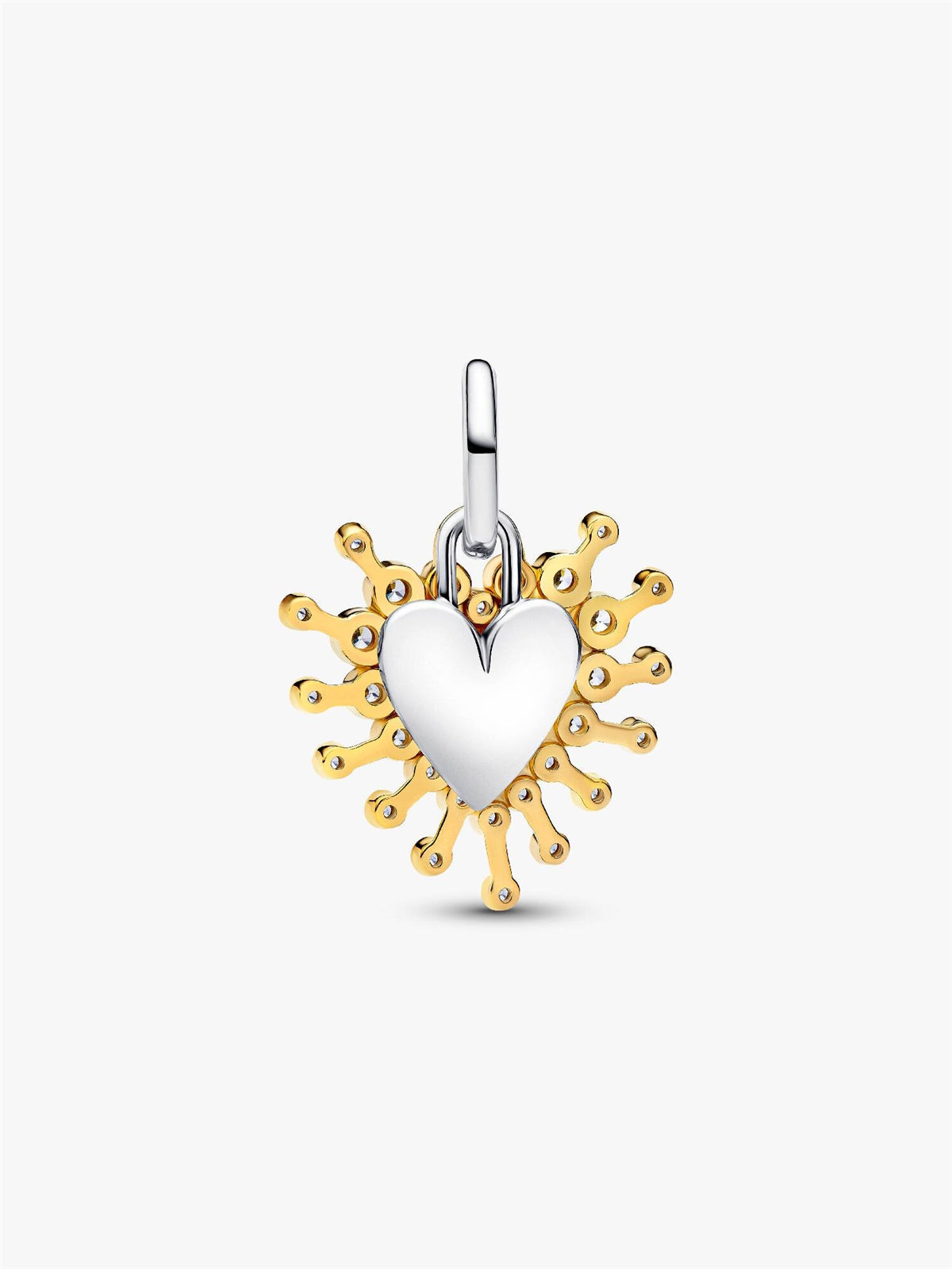 Pandora Gold Two Tone Radiant Heart Double Dangle Charm