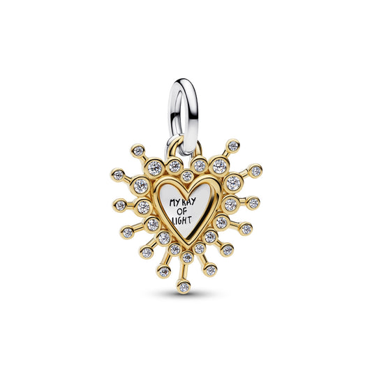 Pandora Gold Two Tone Radiant Heart Double Dangle Charm