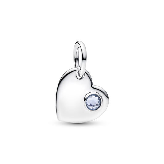 Pandora March Birthstone Engravable Heart Dangle Charm