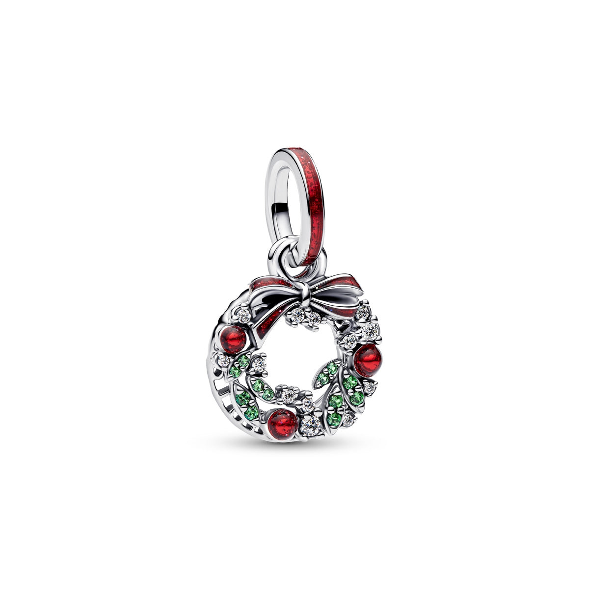 Pandora Silver Holiday Wreath Double Dangle Charm