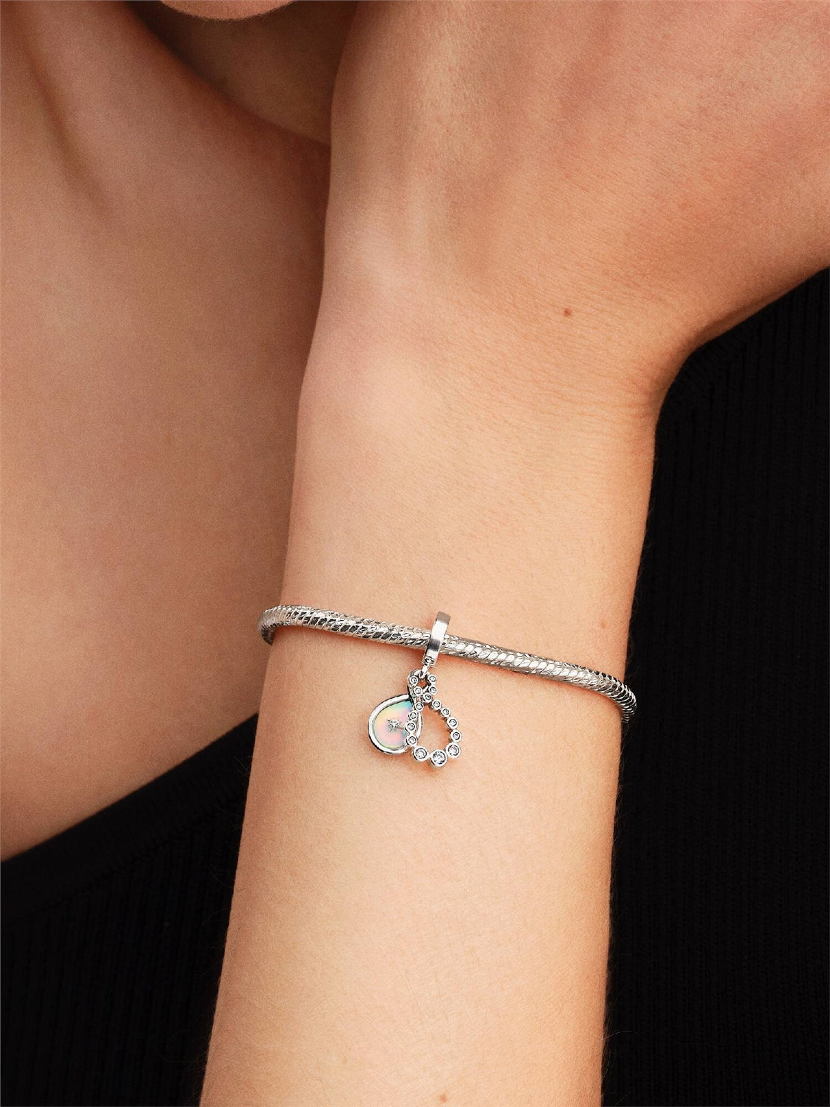 Pandora Silver Opalescent Infinity Double Dangle Charm
