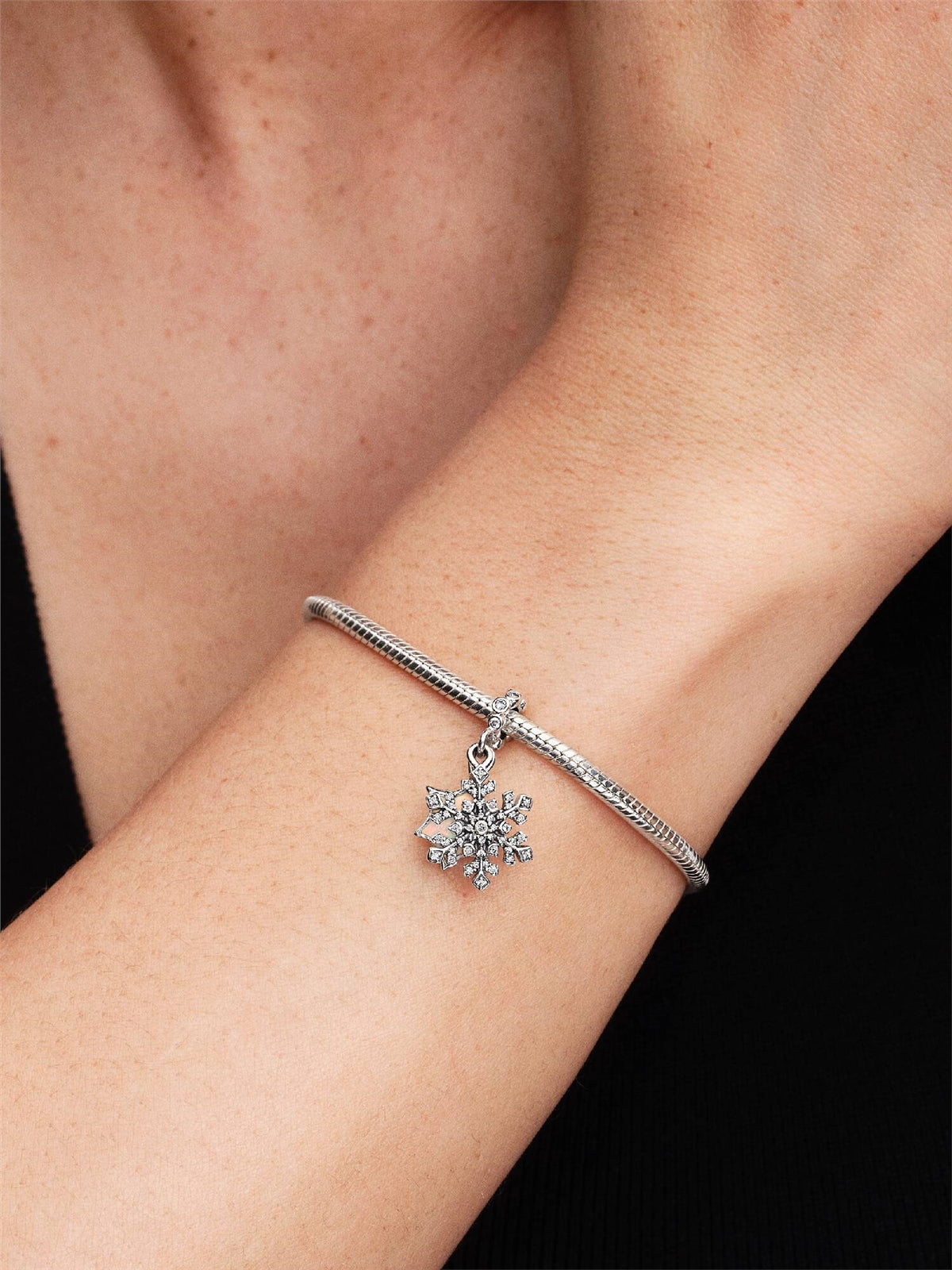 Pandora Silver Opalescent Snowflake Double Dangle Charm