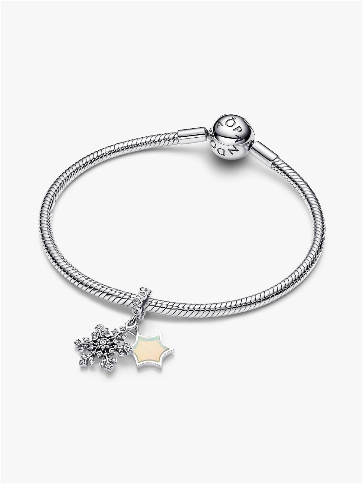 Pandora Silver Opalescent Snowflake Double Dangle Charm