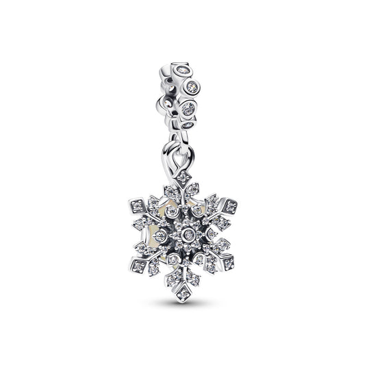 Pandora Silver Opalescent Snowflake Double Dangle Charm