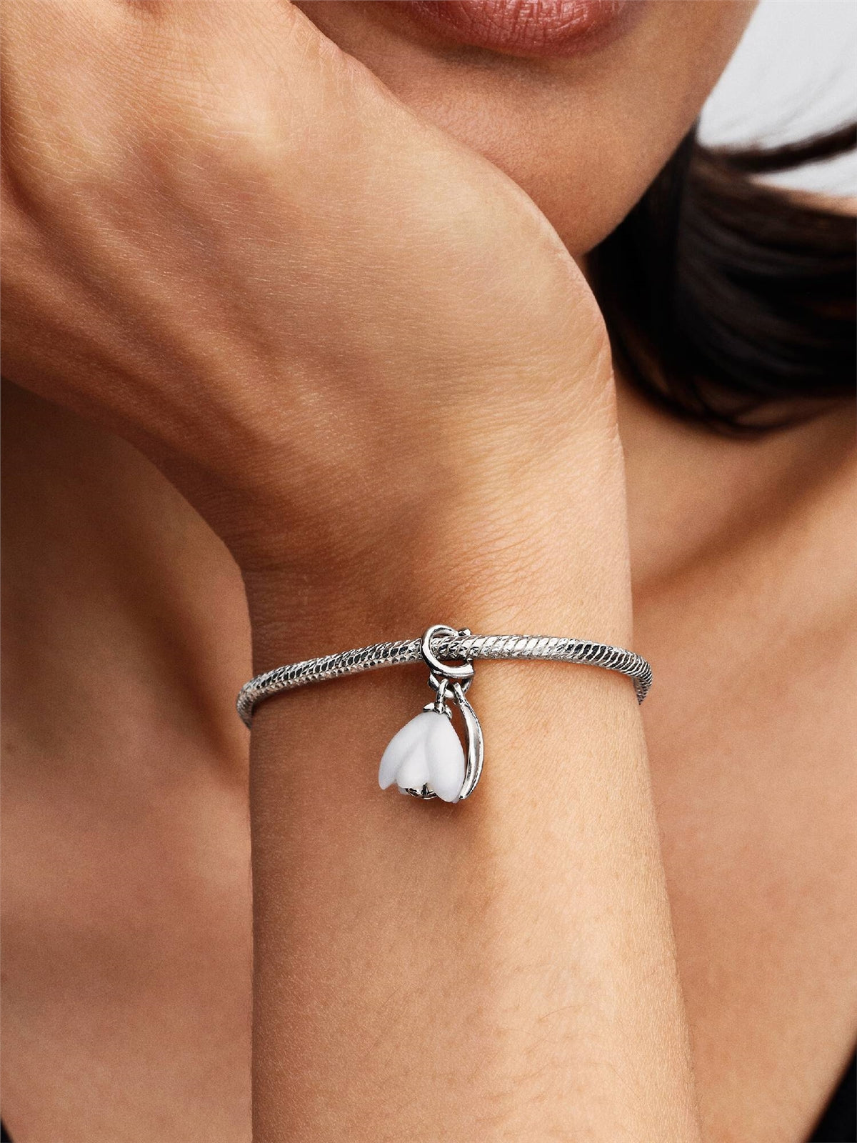 Pandora Silver Snowdrop Flower Dangle Charm