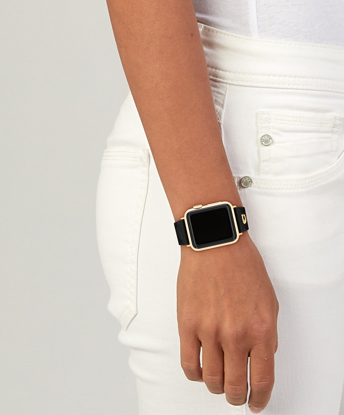Coach Black Quilted Silicone Apple Strap