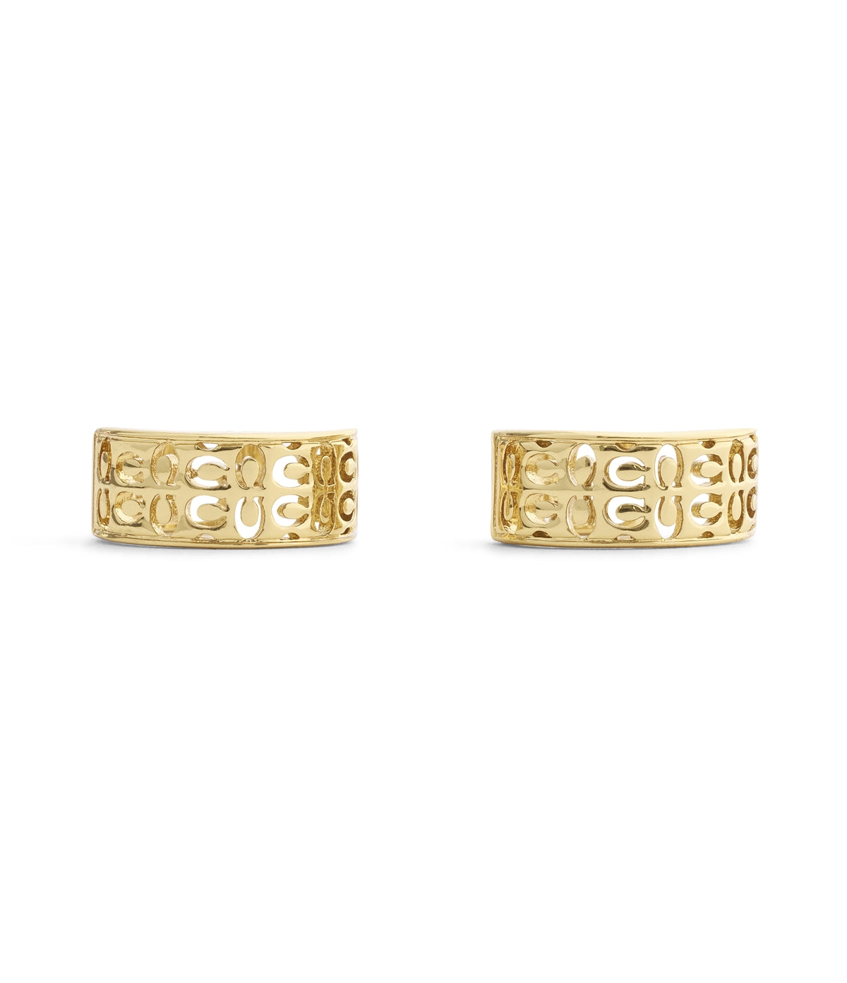 Coach Gold Quilted Cut Out Hoops