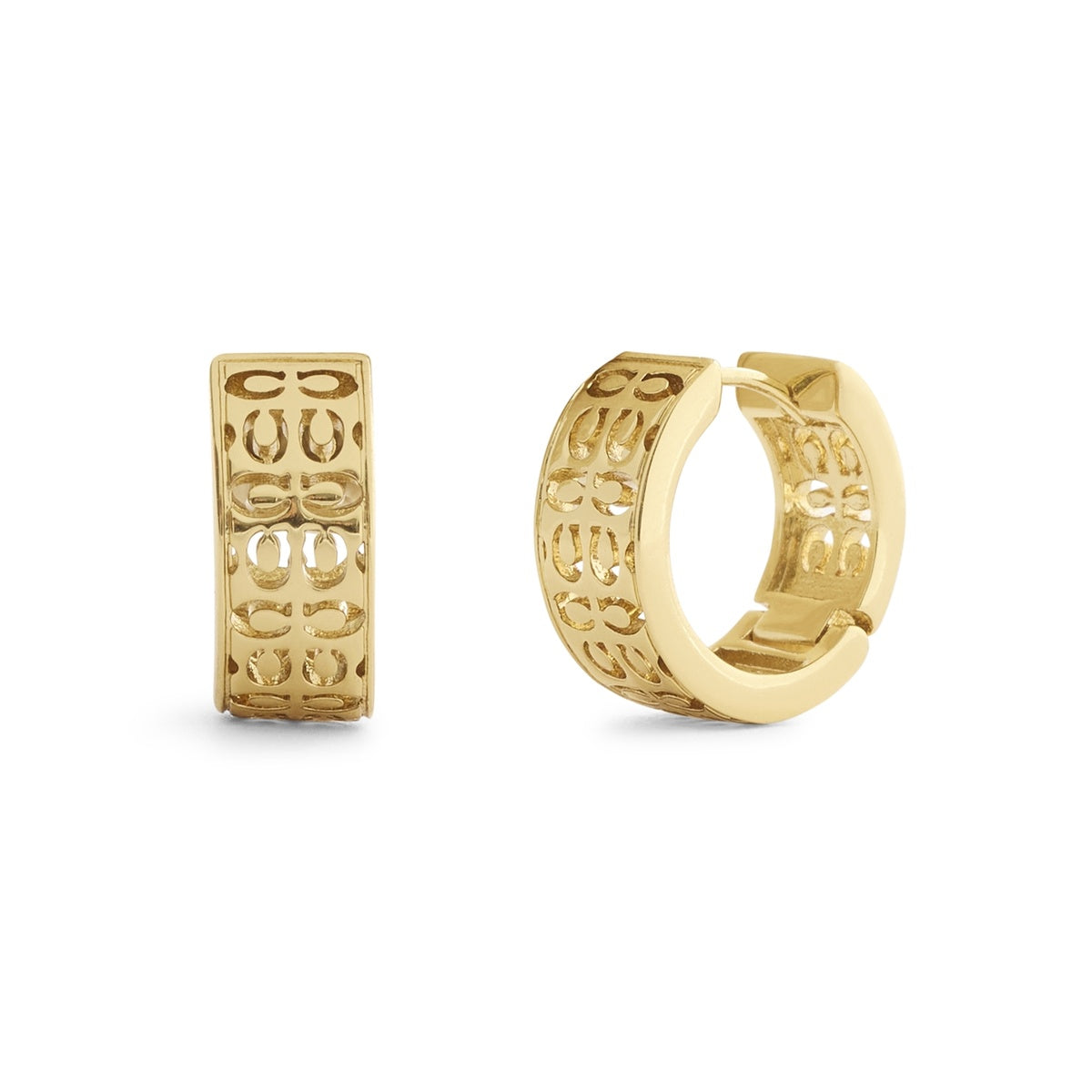 Coach Gold Quilted Cut Out Hoops