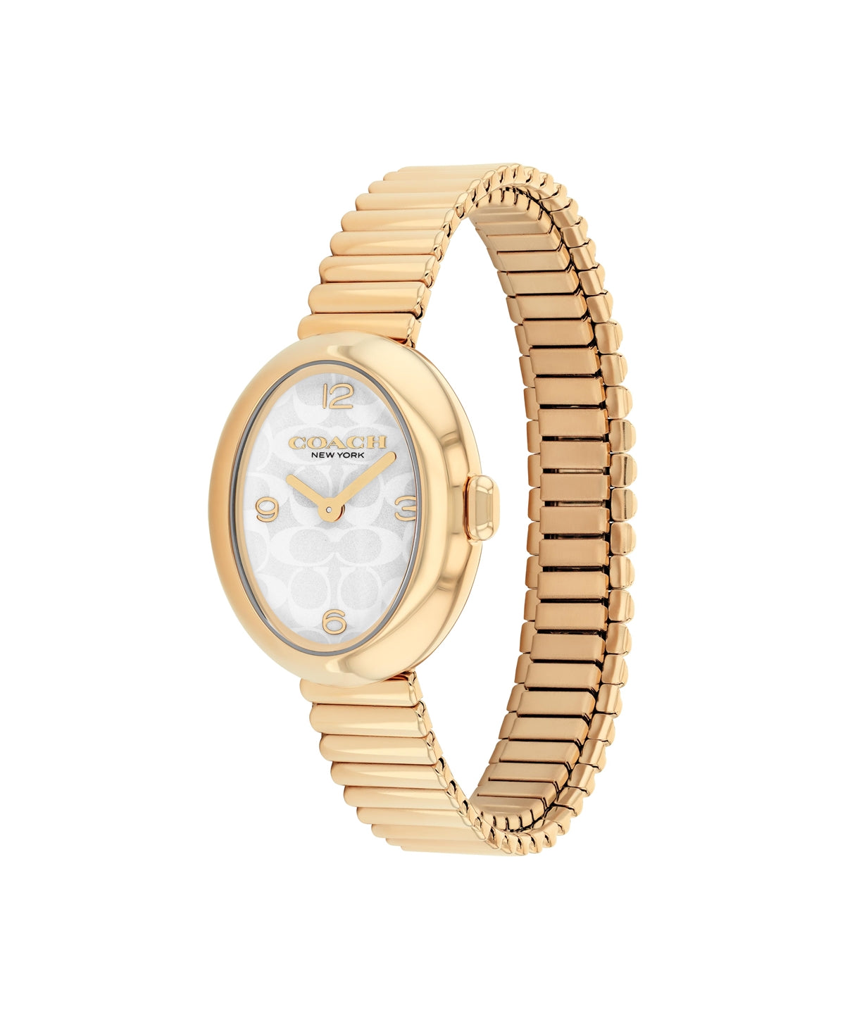 Coach Gold Sammy White Oval Stretch Bracelet Watch