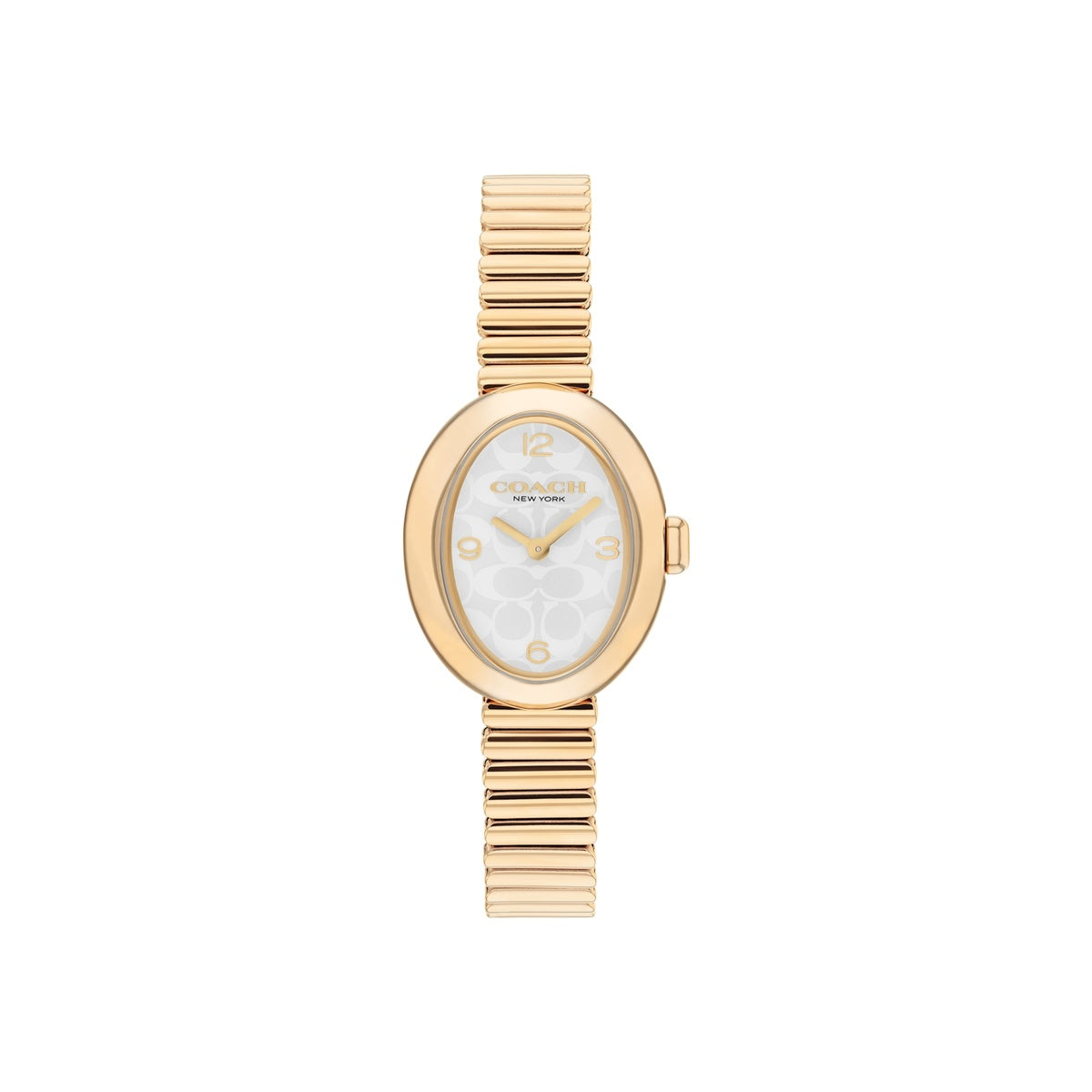 Coach Gold Sammy White Oval Stretch Bracelet Watch