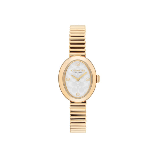 Coach Gold Sammy White Oval Stretch Bracelet Watch